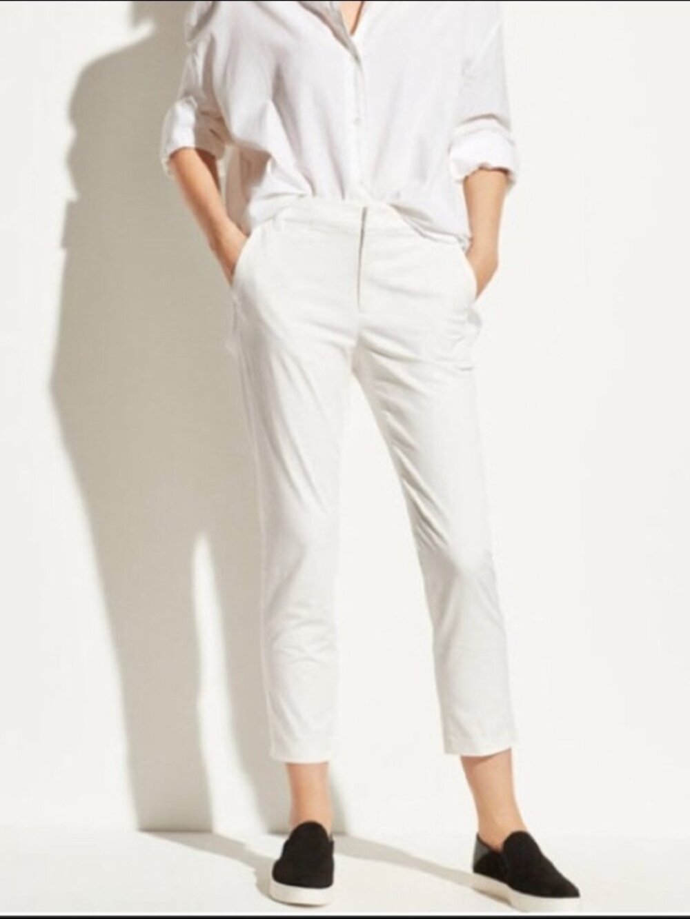 Classic Vince Cotton white cropped chinos pants 10